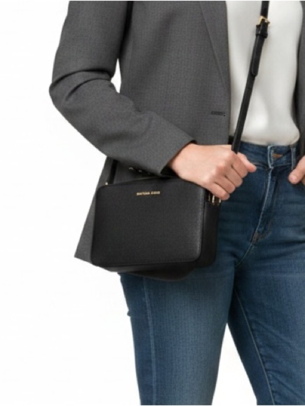 Michael Kors NWT Jet Set Crossbody Black & Gold